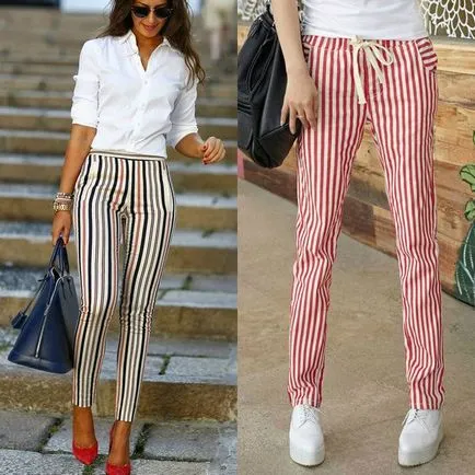 pantaloni Striped moda 2017 femei în modelele foto, ce să poarte