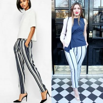 pantaloni Striped moda 2017 femei în modelele foto, ce să poarte