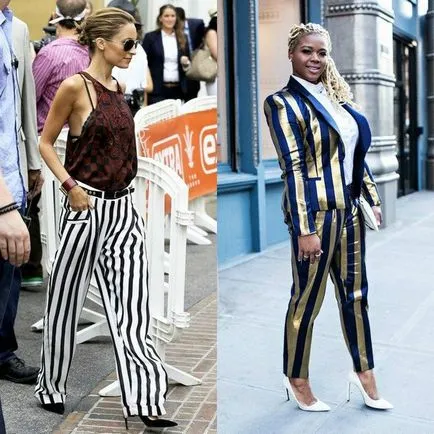 pantaloni Striped moda 2017 femei în modelele foto, ce să poarte