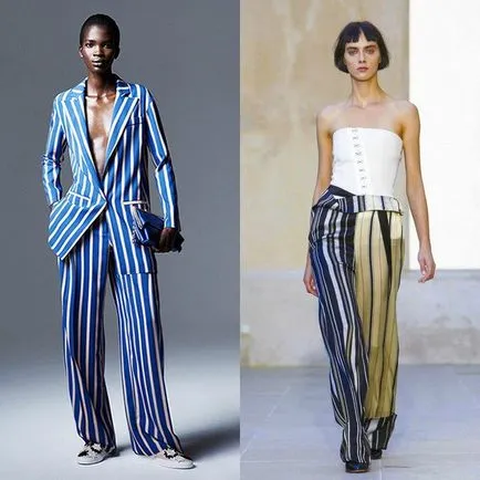 pantaloni Striped moda 2017 femei în modelele foto, ce să poarte