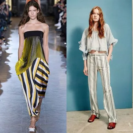 pantaloni Striped moda 2017 femei în modelele foto, ce să poarte