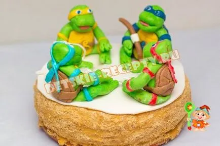 Gyerekek Cake Ninja Turtles öntött - mesterkurzusokat fotókkal (a recept lépésről lépésre), gyermek receptek,