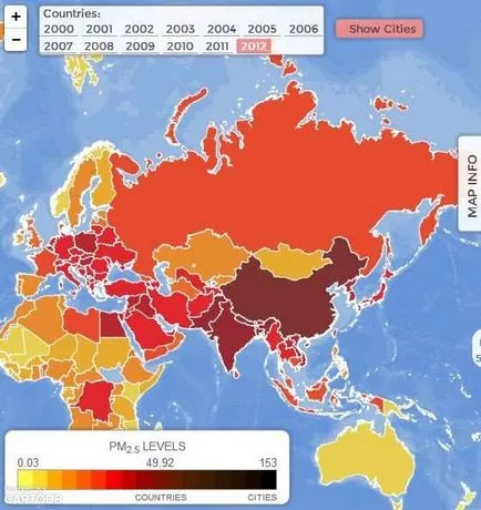 Интерактивна карта на замърсяването на въздуха, една статия в света, ekodelo - проекти за околната среда и