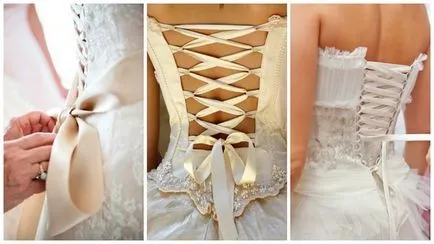 Cum de a dantelă rochie de mireasa si corset cu panglica de satin