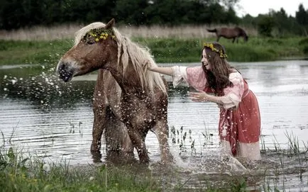 Fürdés és fogmosás egy ló