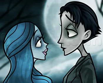 Як намалювати мультик - труп нареченої - (corpse bride) олівцем поетапно