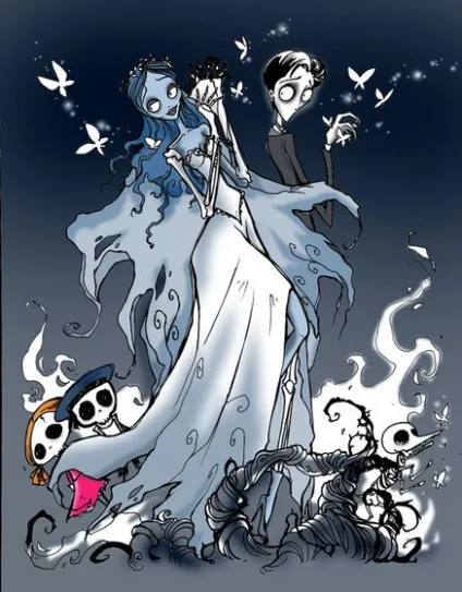 Як намалювати мультик - труп нареченої - (corpse bride) олівцем поетапно