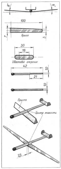 Планер з сірники, енциклопедія саморобок (планер) Планер з сірники, енциклопедія саморобок
