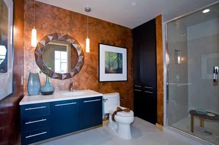 Декорация на стените с декоративна мазилка в банята, идеи за интериорен дизайн