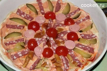 Pizza kolbásszal és gombával - recept fotókkal