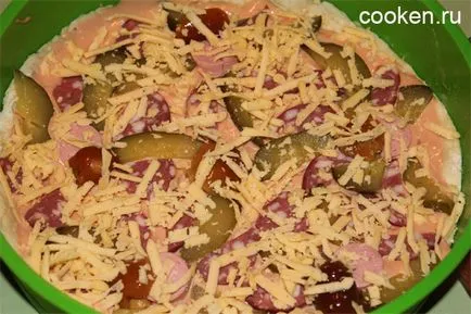 Pizza kolbásszal és gombával - recept fotókkal