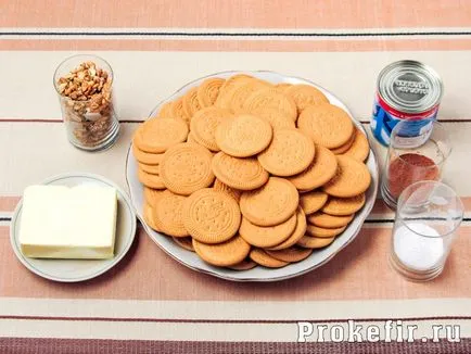 Burgonya torta receptje cookie-k és a cukrozott sűrített tej - egy recept lépésről lépésre fotók