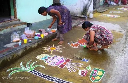 Rangoli в Индия - щастие украшение, модел, молитва