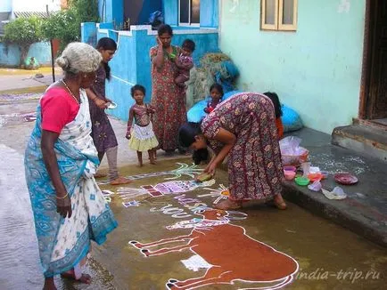 Rangoli Indiában - boldogság dísz, minta, ima