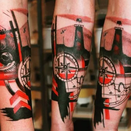 Tattoo karján szemetet polka a kiviteli alak szokatlan sötétség és élénk színek