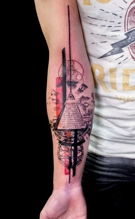 Tattoo karján szemetet polka a kiviteli alak szokatlan sötétség és élénk színek