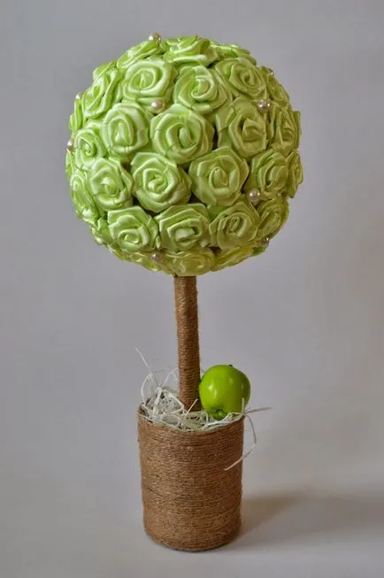 Topiary на сатенени панделки майсторски клас производство слънчоглед със снимки