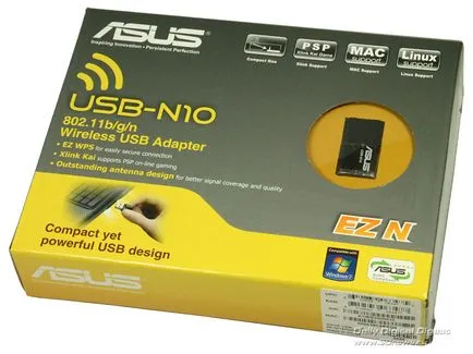 Asus USB-N10 - най-малкото с Wi-Fi адаптер стандарт