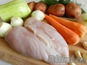 Пиле със зеленчуци - подготовка стъпка по стъпка със снимки