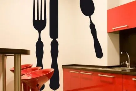 decor de perete în bucătărie, stencils decor, fotografie