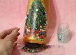 Decoupage Christmas palackok