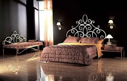 Proiectarea un dormitor cu un pat rotund, un fals, cu două