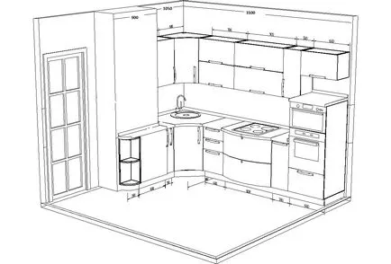 Proiectare bucătărie P44 conductă cum să bată geometria neregulată a bucătăriei