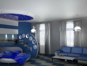 În interiorul camerei în apartament de 20 de metri pătrați combinație cu dormitor și bucătărie