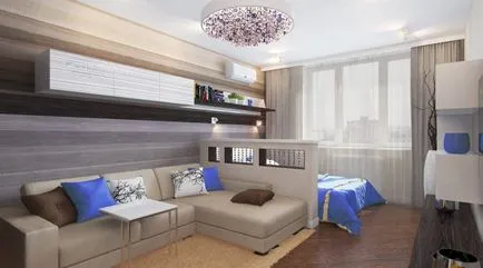 Dormitor living interior de 18 de metri pătrați de zonare, mobilier si culoare (35 poze)