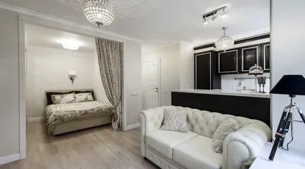 Dormitor living interior de 18 de metri pătrați de zonare, mobilier si culoare (35 poze)