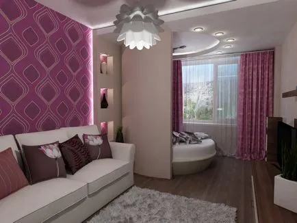 Dormitor living interior de 18 de metri pătrați de zonare, mobilier si culoare (35 poze)