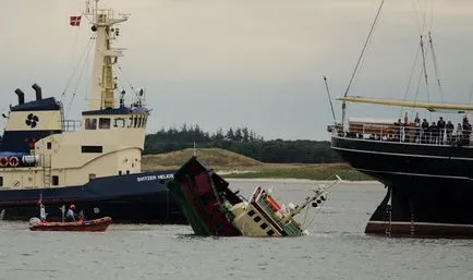 Mivel a barque „Kruzenshtern” fulladt dán vontatóhajó