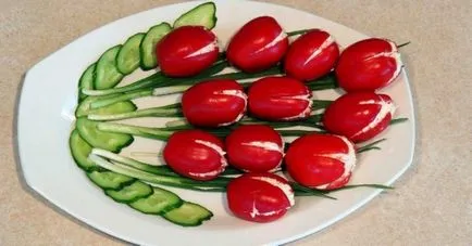 Főzni snack tulipánok paradicsom vagy töltött paradicsom, trendi divat