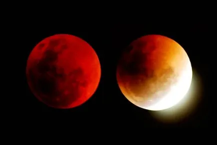 Frumos-sânge roșu tetrad luna de lunar eclipsele în fotografii