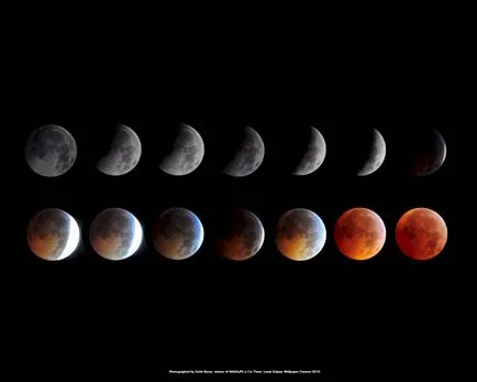 Frumos-sânge roșu tetrad luna de lunar eclipsele în fotografii