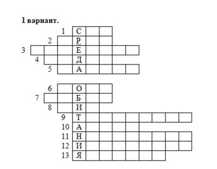 biologie Traversare pe tema - habitatul; Grad 5 - puzzle-uri în biologie - integrame