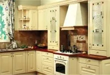 Кухня кънтри стил снимка интериорен дизайн страна Прованс ъгъл на малка кухня, плочки,