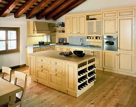 Konyha country stílusú fotó belsőépítészeti ország Provence sarkában egy kis konyha, csempe,