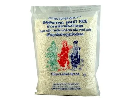 Sticky orez - bețișoare de orez sau de orez lipicios, o reteta de modul de a face orez lipicios, bucătăria thailandeză,