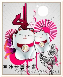 Maneki-Neko, macska - jelképe a jó szerencse, katantik - macskák és régiségek