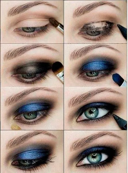 Smink Smokey Eyes kék szeme lépésről lépésre fotókkal