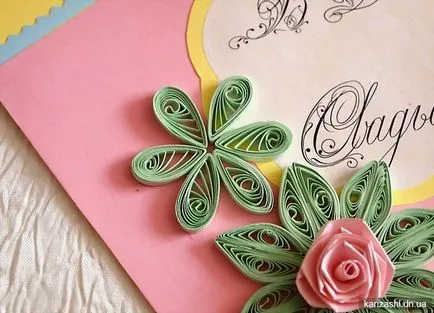 Kártyák Quilling technika születésnapját a saját kezével fotókkal