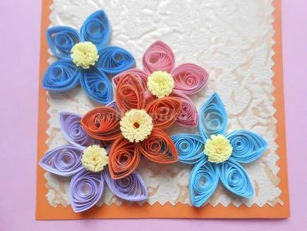 Kártyák Quilling technika születésnapját a saját kezével fotókkal