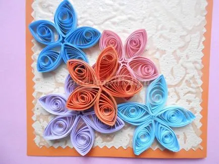 Kártyák Quilling technika születésnapját a saját kezével fotókkal