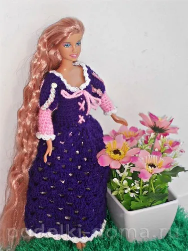 Rapunzel ruha Barbie baba (Horgolt), egy doboz ötletek és műhelyek