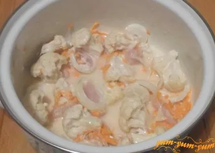 Рецепт тушкованою цвітної капусти з куркою (кольоровий) Рецепт тушкованою цвітної капусти з куркою