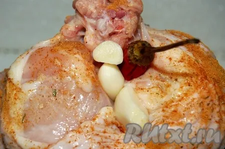 Recept csirke sült a sütőben - a recept egy fotó