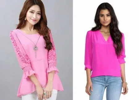 Розови блузи (26 снимки) какво да носят розови блузи
