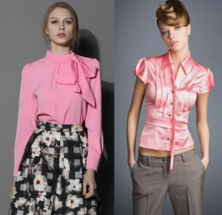 Розови блузи (26 снимки) какво да носят розови блузи