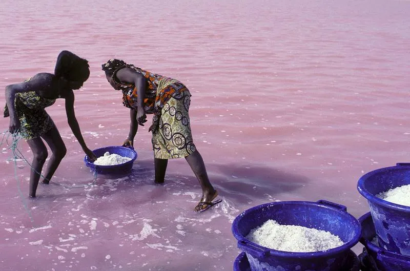 Szenegál Pink Lake Retba Afrikában